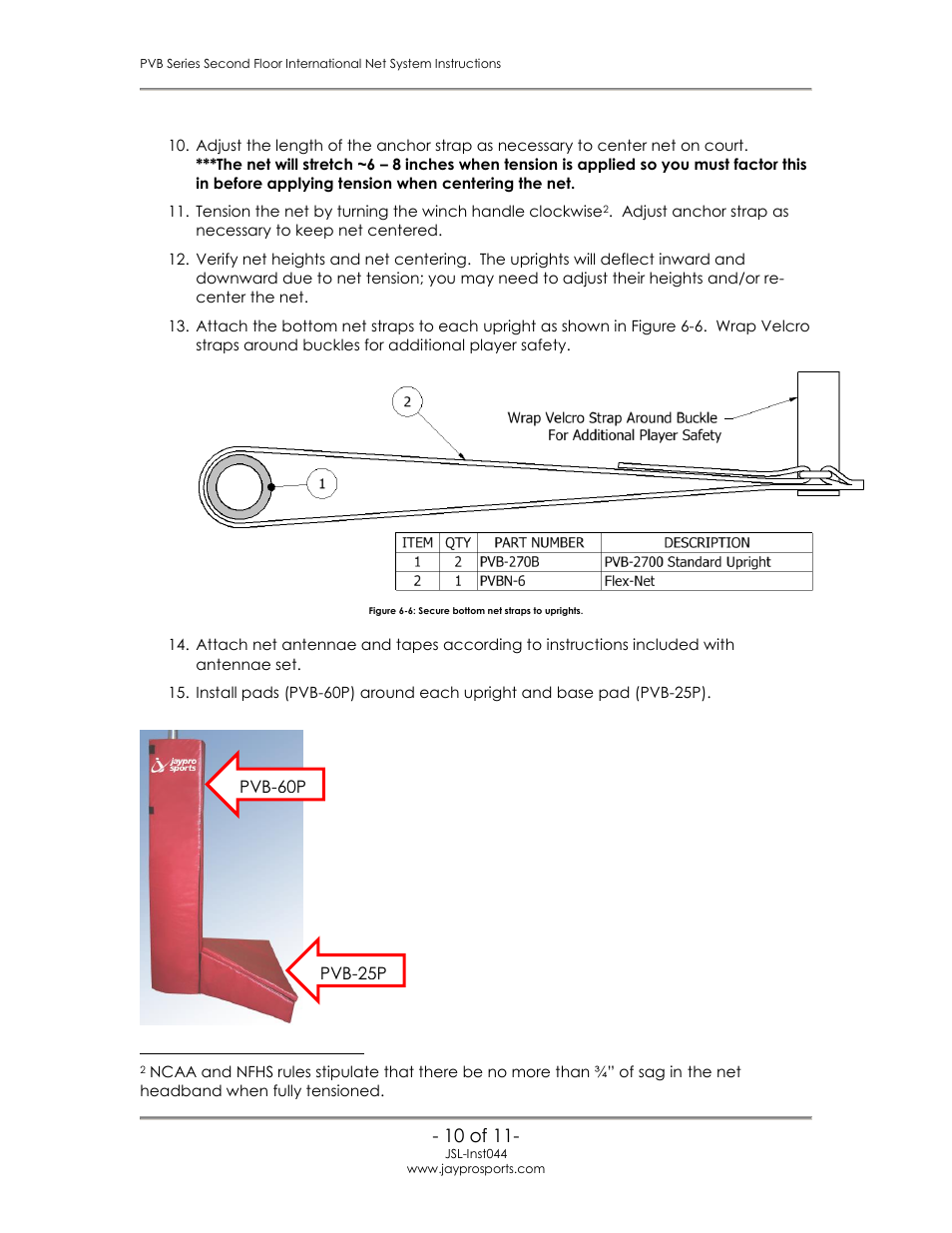 Jaypro Sports PVB-2700 User Manual | Page 11 / 12