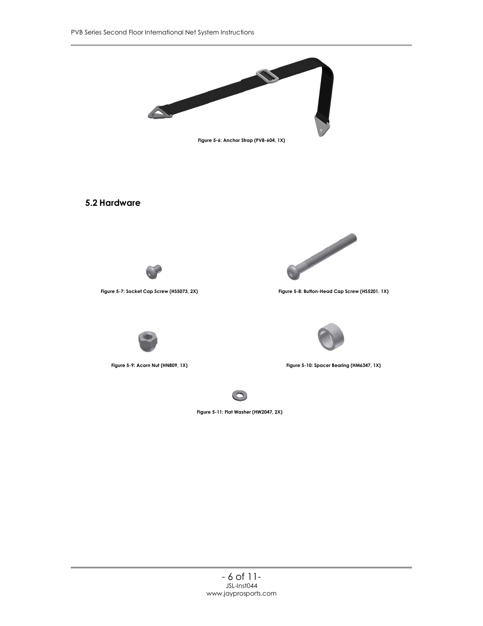 Hardware, 6 of 11 | Jaypro Sports PVB-2700 User Manual | Page 7 / 12