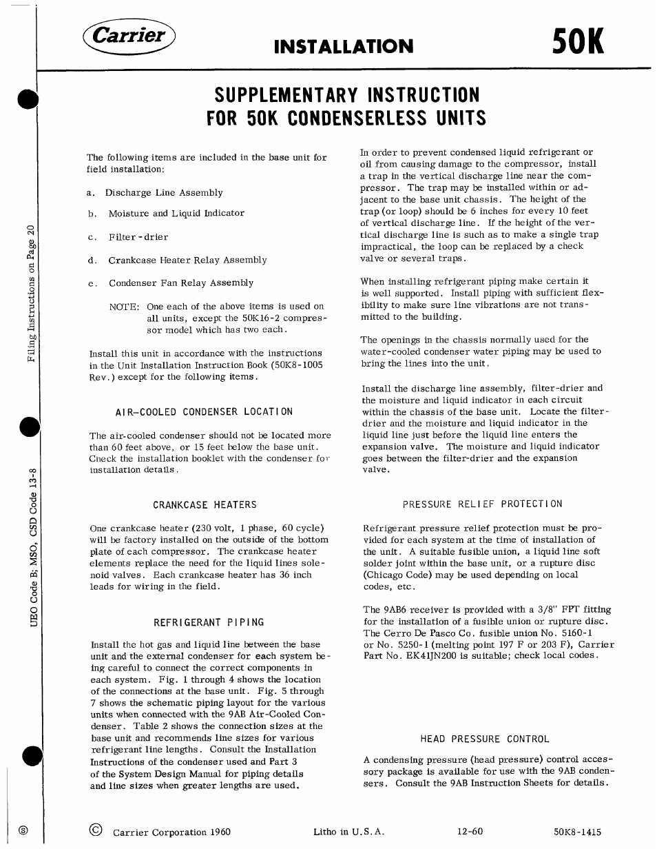 Carrier 50K User Manual | 19 pages