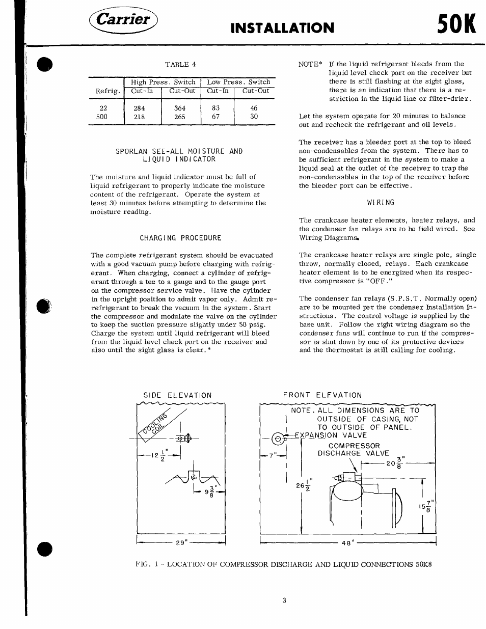 Carrier, Installation | Carrier 50K User Manual | Page 3 / 19