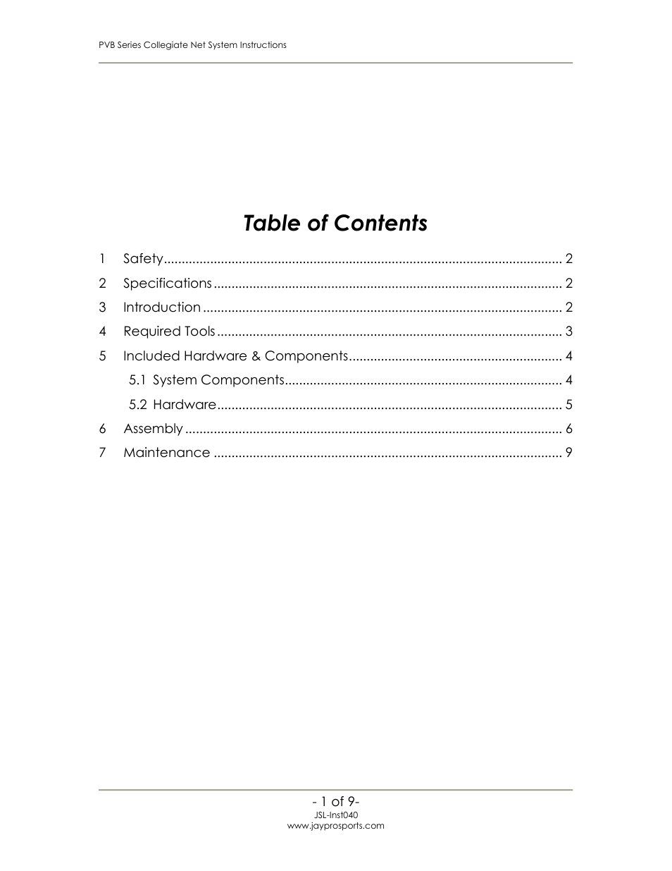 Jaypro Sports PVB-1500 User Manual | Page 2 / 10