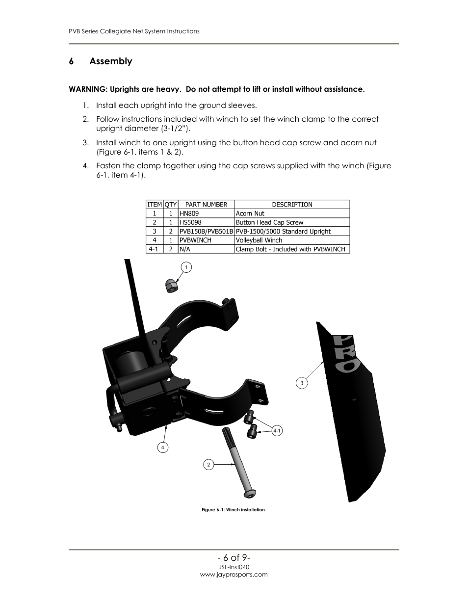 Jaypro Sports PVB-1500 User Manual | Page 7 / 10