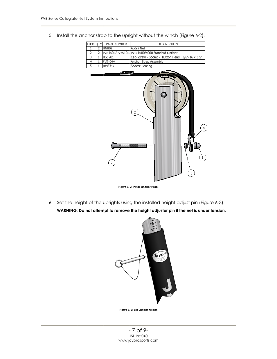 7 of 9 | Jaypro Sports PVB-1500 User Manual | Page 8 / 10