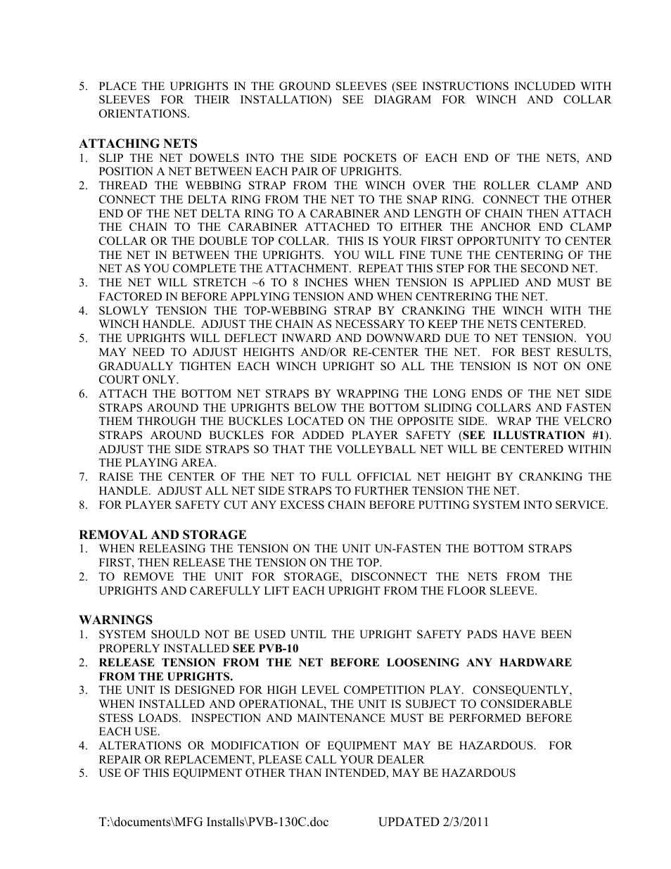 Jaypro Sports PVB-130C User Manual | Page 3 / 6