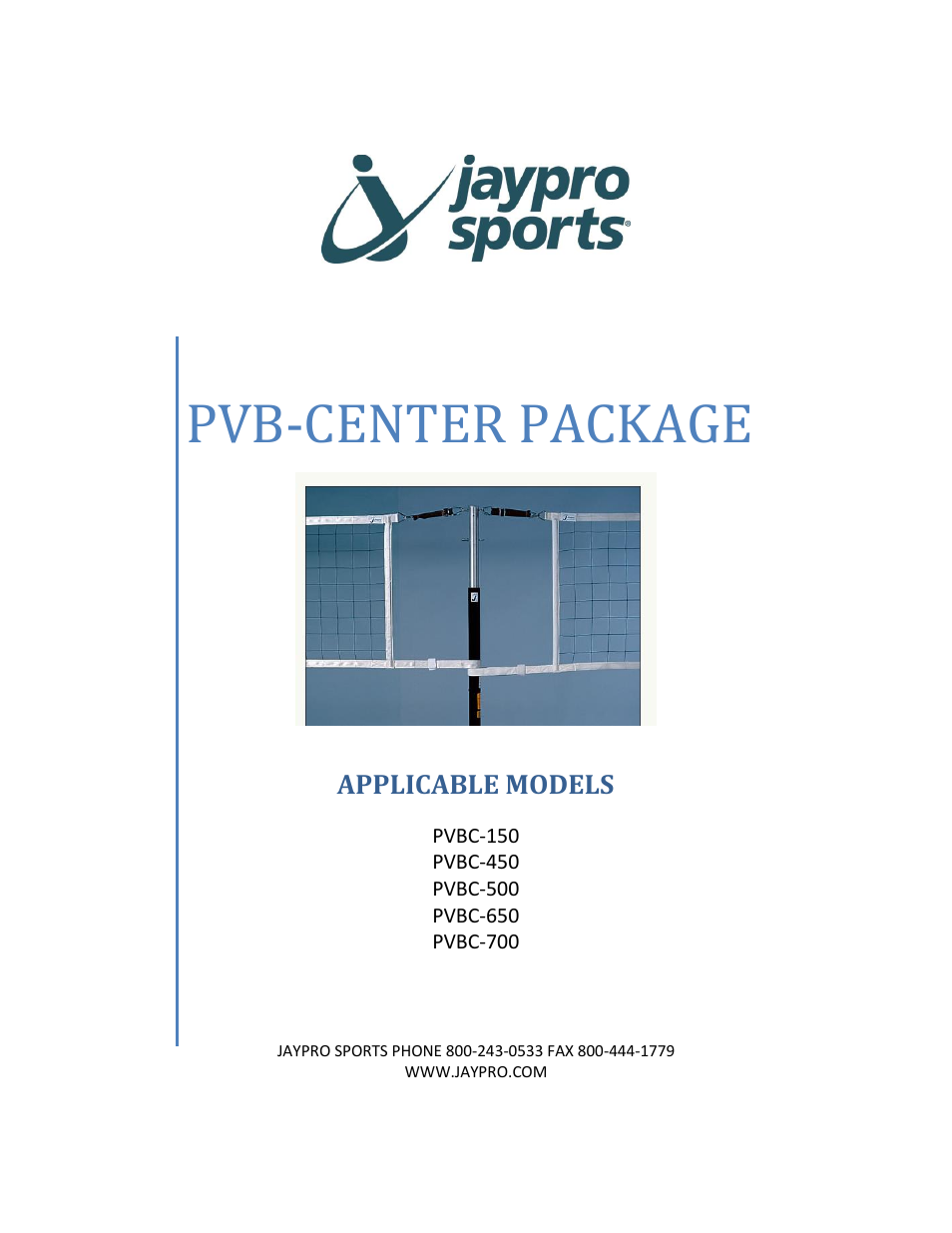 Jaypro Sports PVBC-700 User Manual | 5 pages