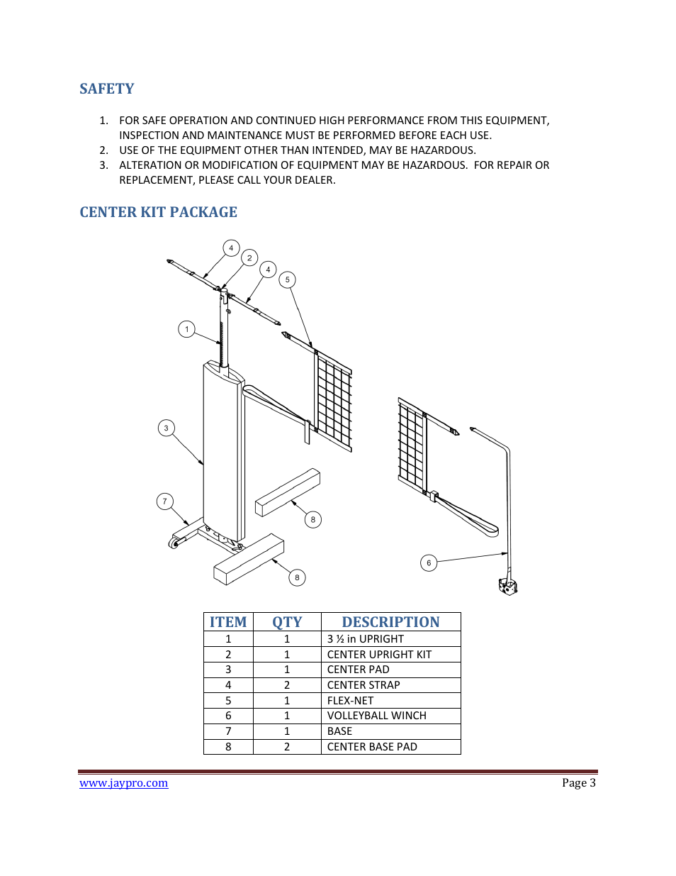 Jaypro Sports PVBC-270 User Manual | Page 3 / 6