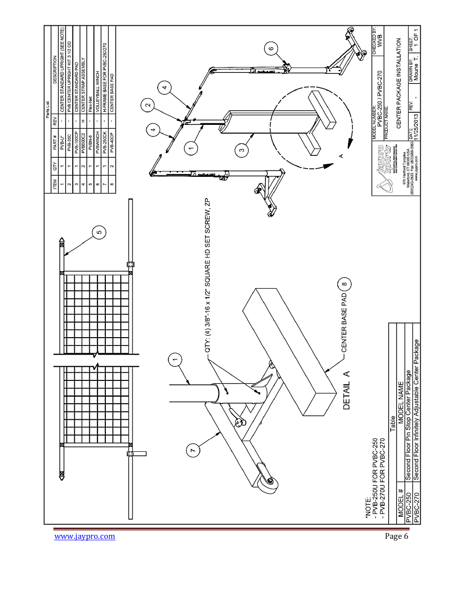 Jaypro Sports PVBC-270 User Manual | Page 6 / 6