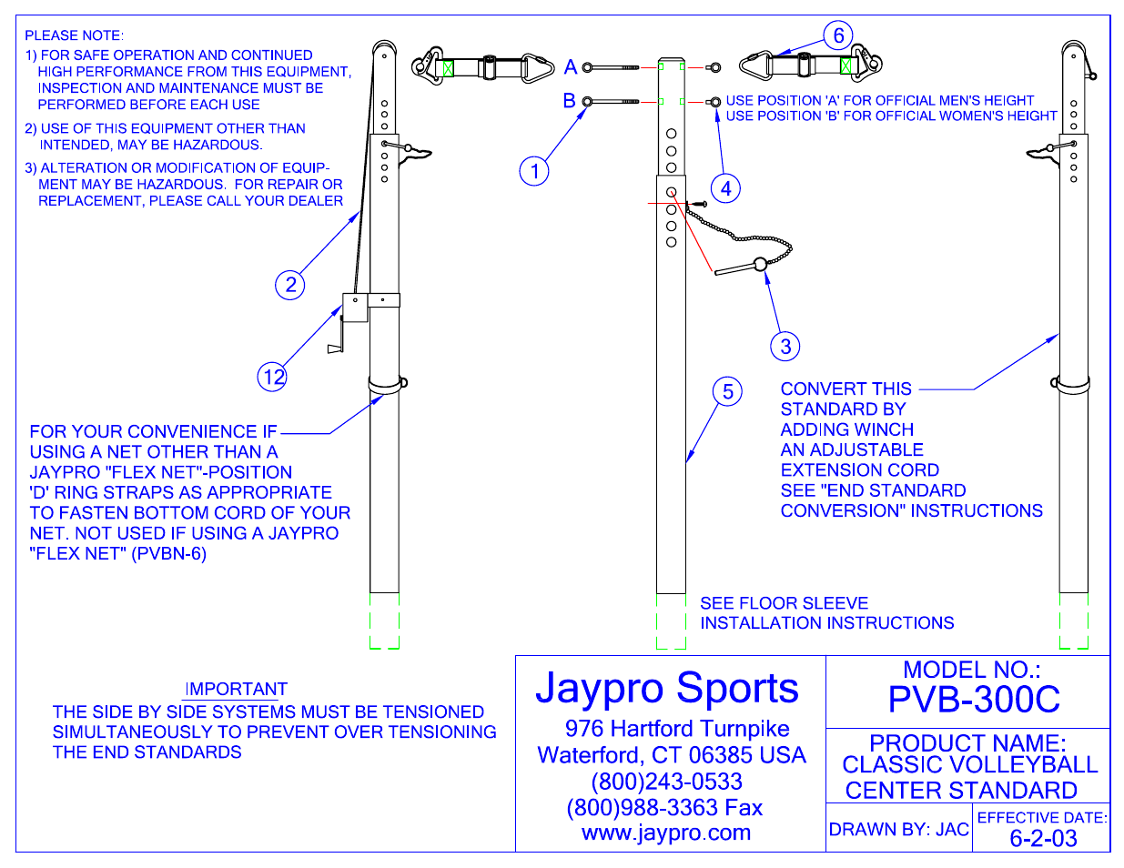 Jaypro Sports PVB-300C User Manual | 5 pages