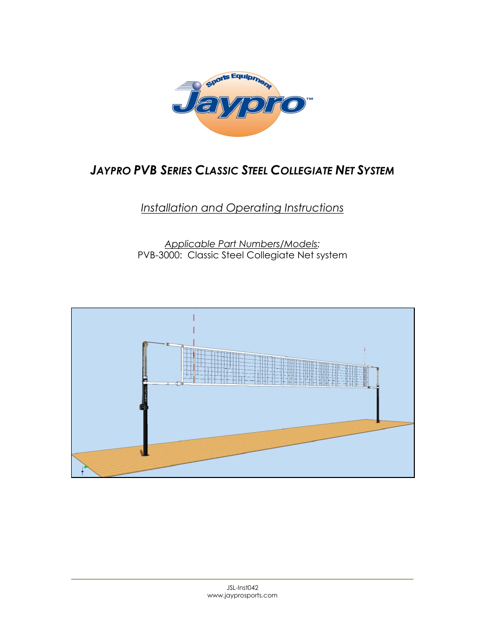 Jaypro Sports PVB-3000 User Manual | 10 pages