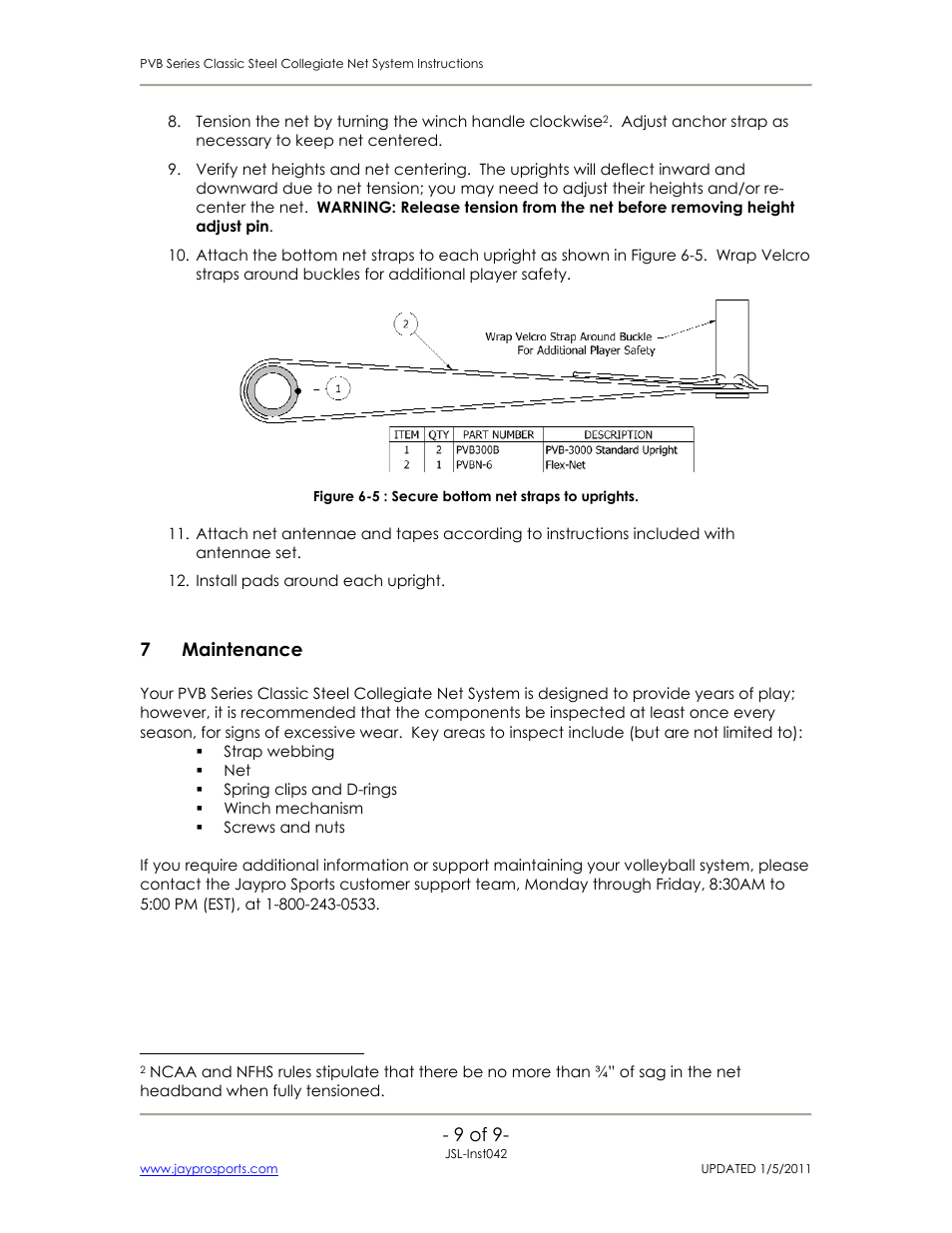 Jaypro Sports PVB-3000 User Manual | Page 10 / 10