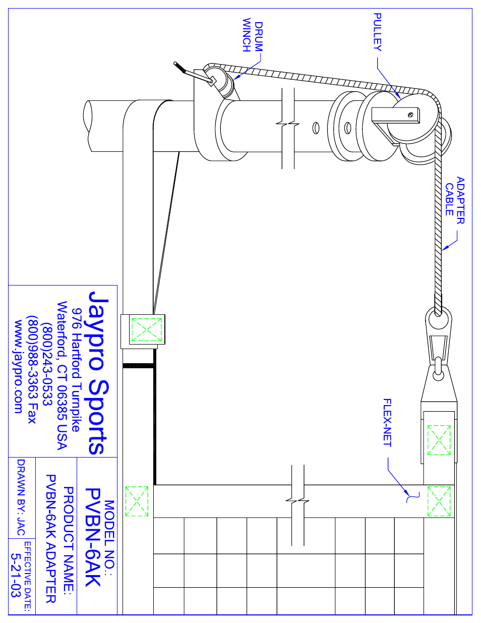 Jaypro Sports PVBN-6AK User Manual | 2 pages