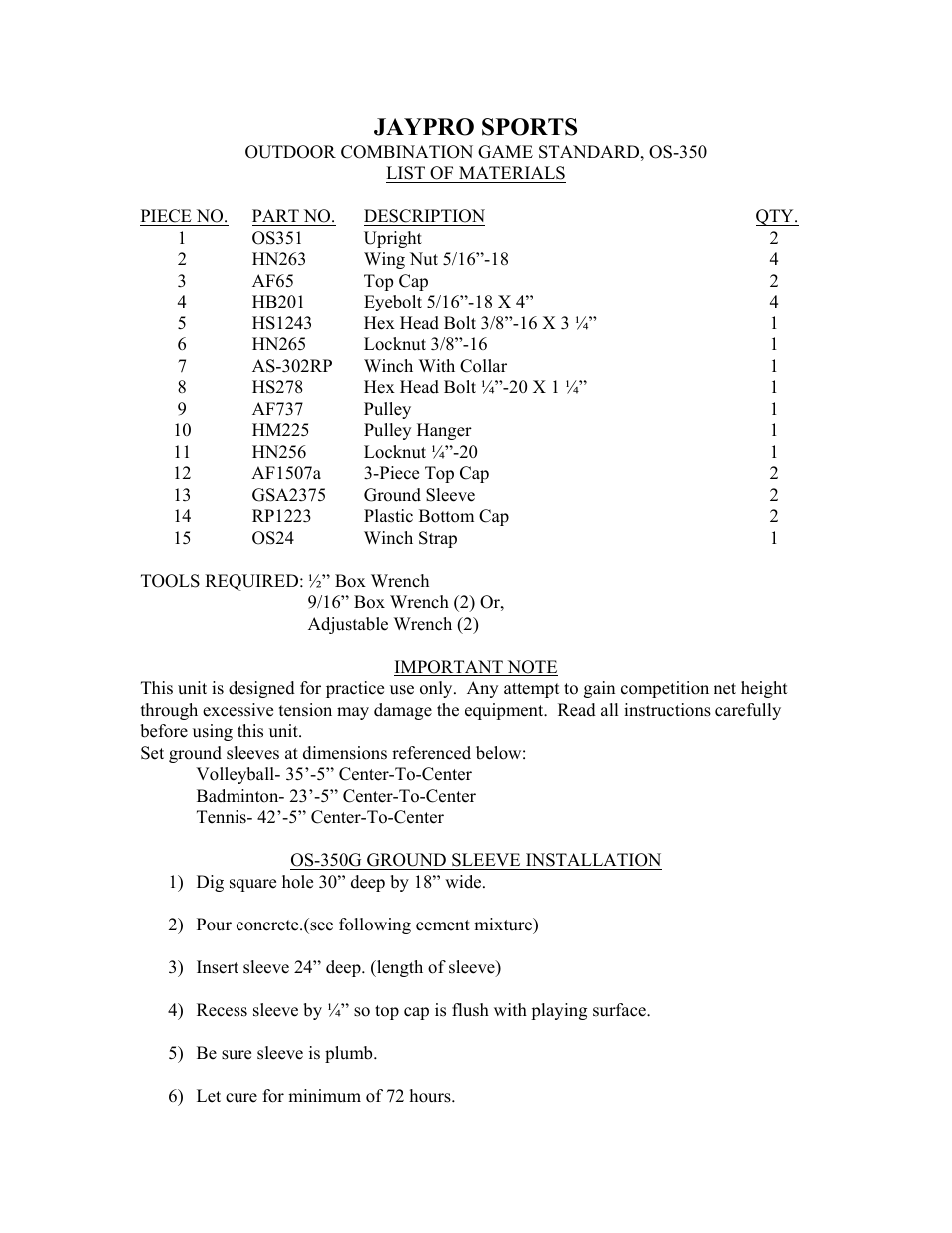 Jaypro sports | Jaypro Sports OS-350 User Manual | Page 3 / 3