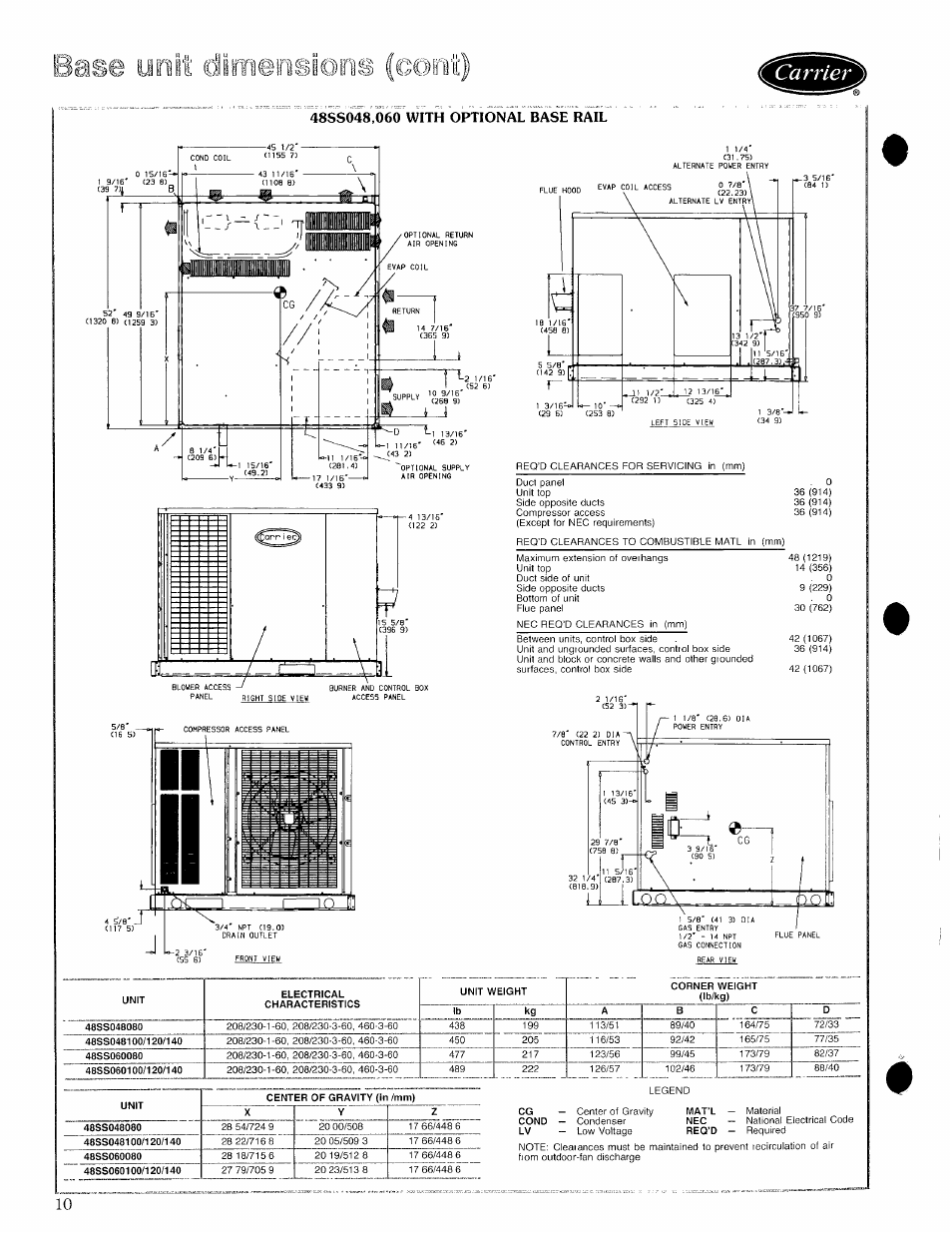 Îse unit dimensions | Carrier 48SS User Manual | Page 10 / 27