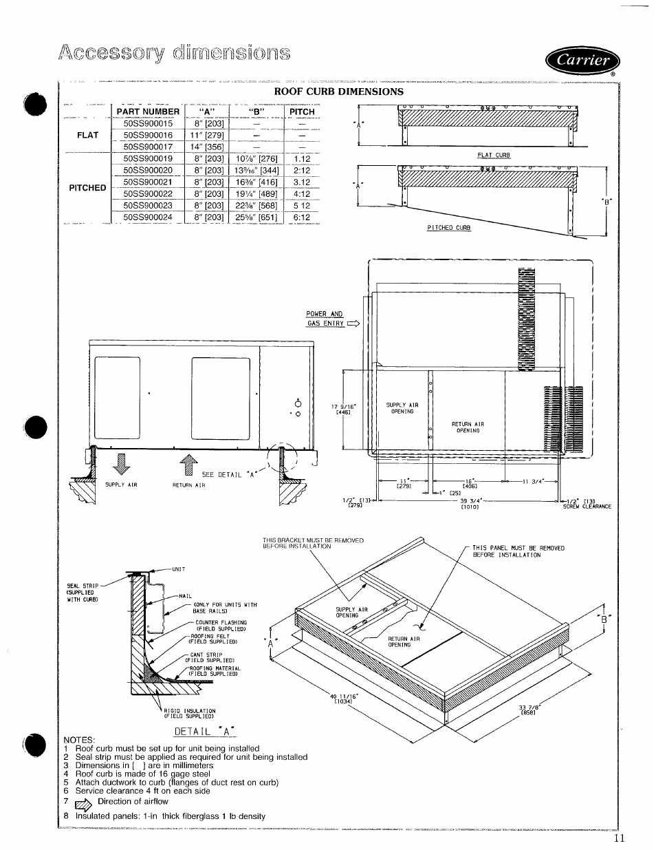 Roof curb dimensions | Carrier 48SS User Manual | Page 11 / 27