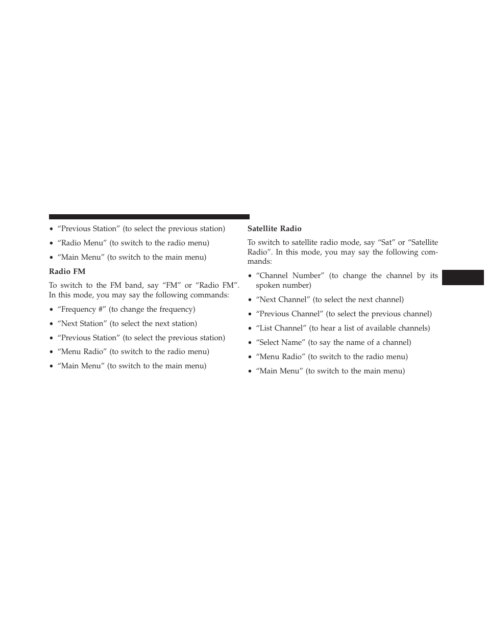 Radio fm, Satellite radio | Jeep 2013 Wrangler User Manual | Page 151 / 655