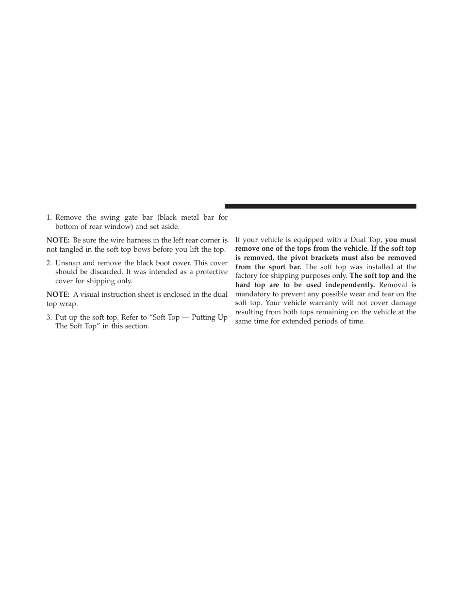 Dual top — four-door models — if equipped, Dual top — four-door models — if, Equipped | Jeep 2013 Wrangler User Manual | Page 198 / 655