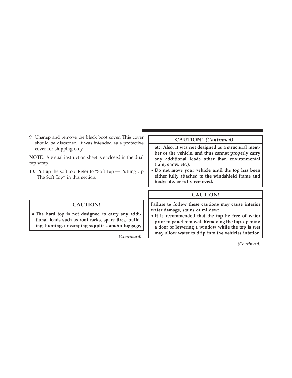 Freedom top™ three-piece modular, Hard top — if equipped | Jeep 2013 Wrangler User Manual | Page 204 / 655