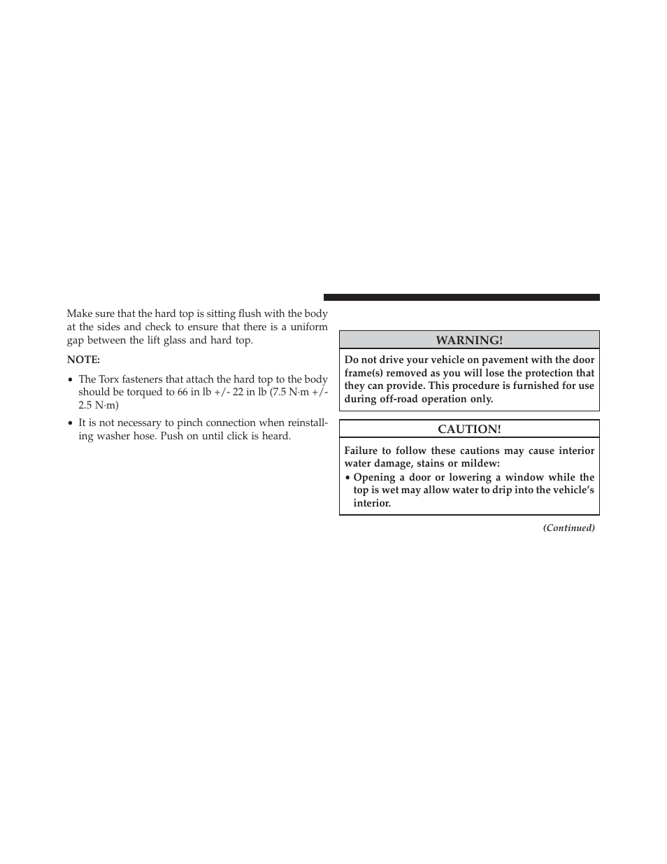 Door frame | Jeep 2013 Wrangler User Manual | Page 216 / 655