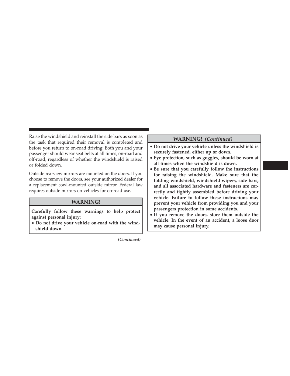 Jeep 2013 Wrangler User Manual | Page 289 / 655