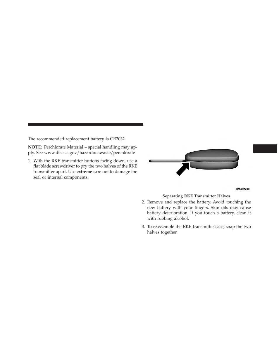 Transmitter battery replacement | Jeep 2013 Wrangler User Manual | Page 29 / 655