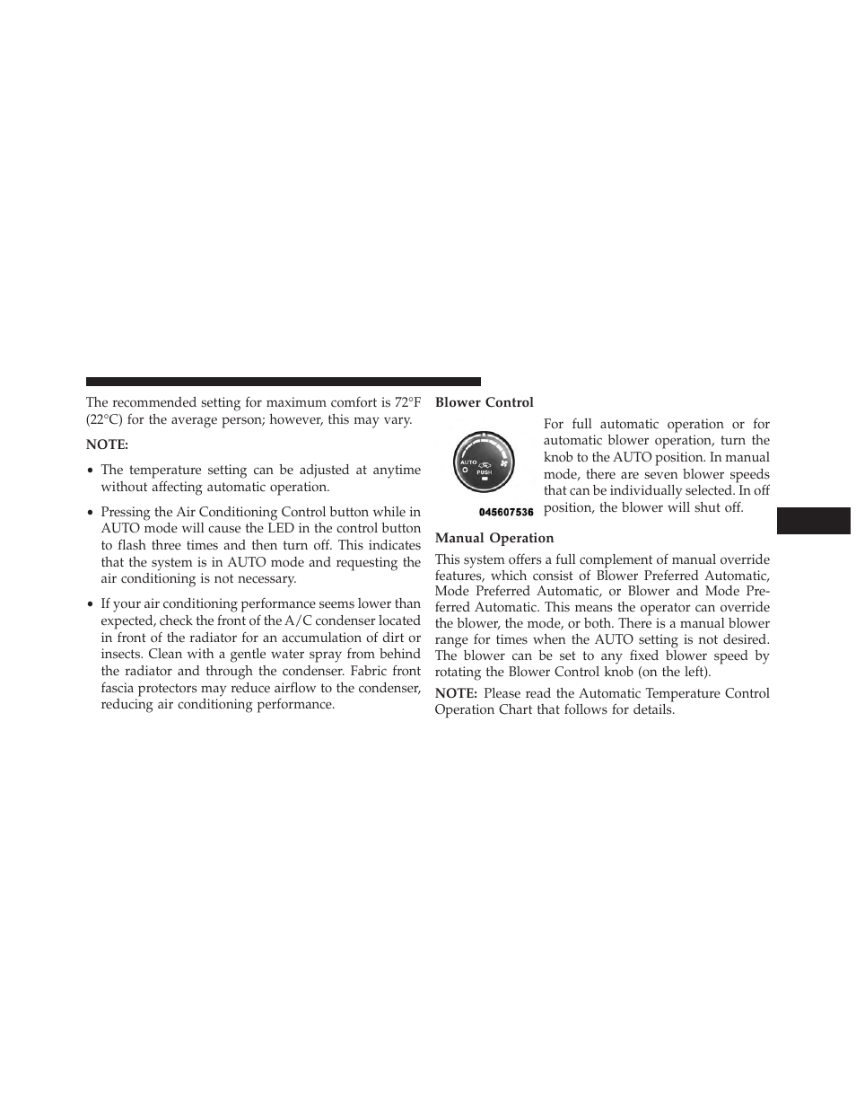 Blower control, Manual operation | Jeep 2013 Wrangler User Manual | Page 399 / 655