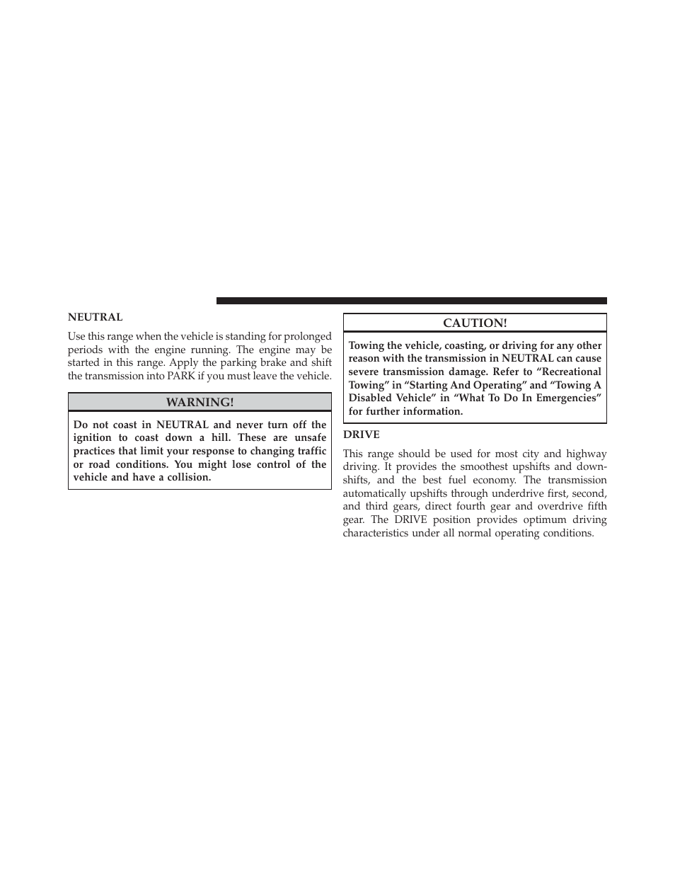 Neutral, Drive | Jeep 2013 Wrangler User Manual | Page 426 / 655