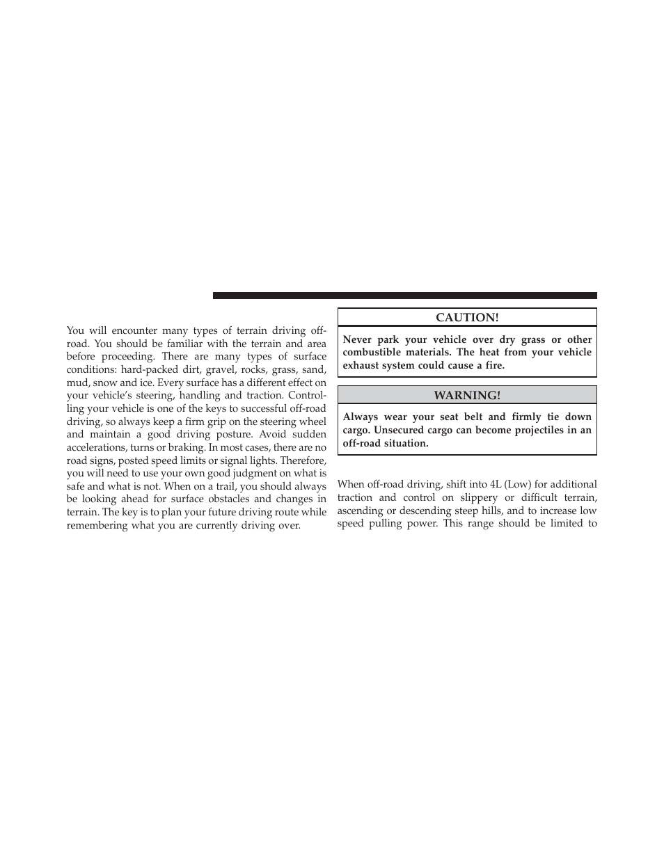 The basics of off-road driving, When to use 4l (low) range | Jeep 2013 Wrangler User Manual | Page 440 / 655