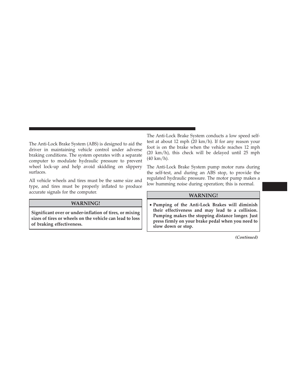 Anti-lock brake system | Jeep 2013 Wrangler User Manual | Page 457 / 655