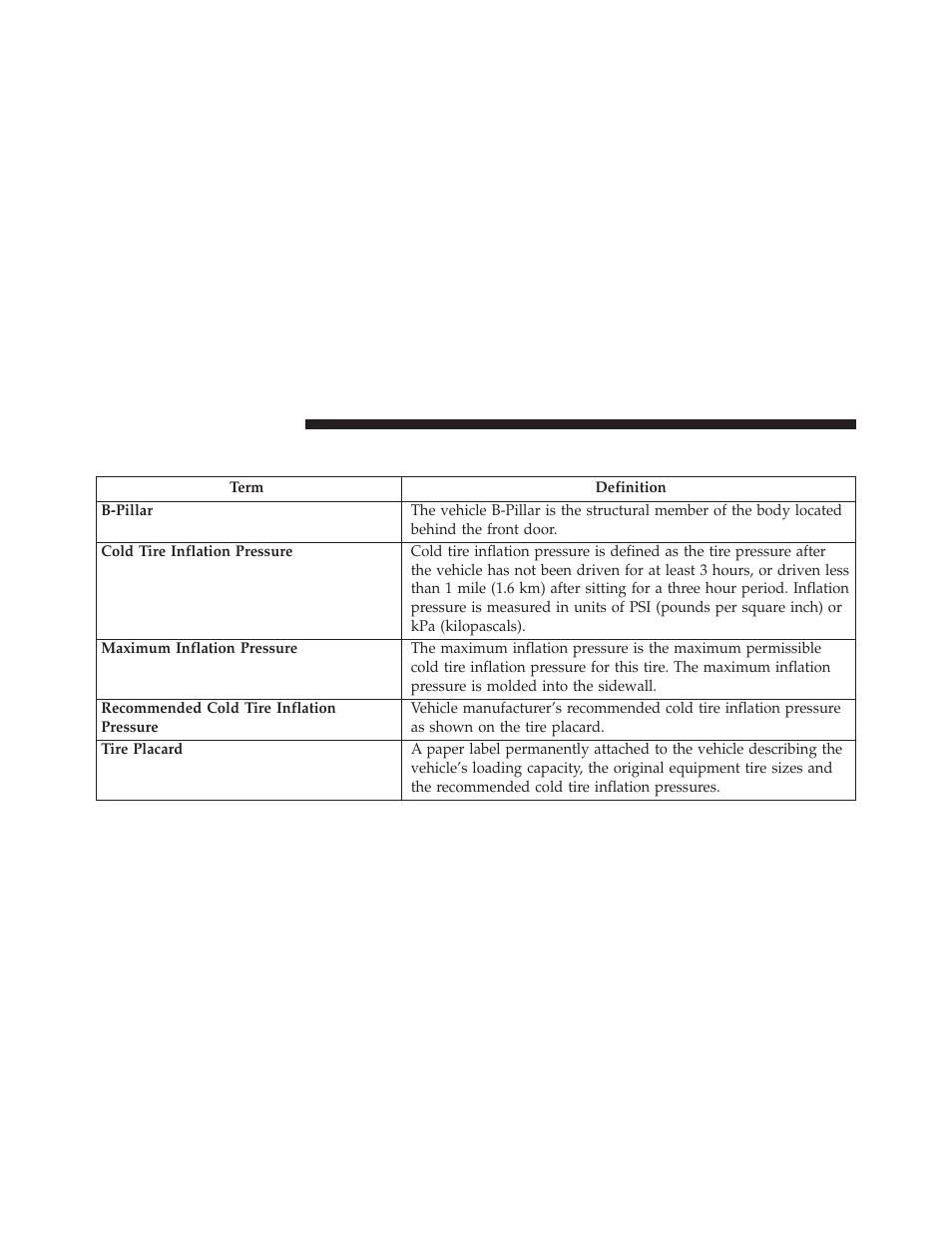 Tire terminology and definitions | Jeep 2013 Wrangler User Manual | Page 478 / 655