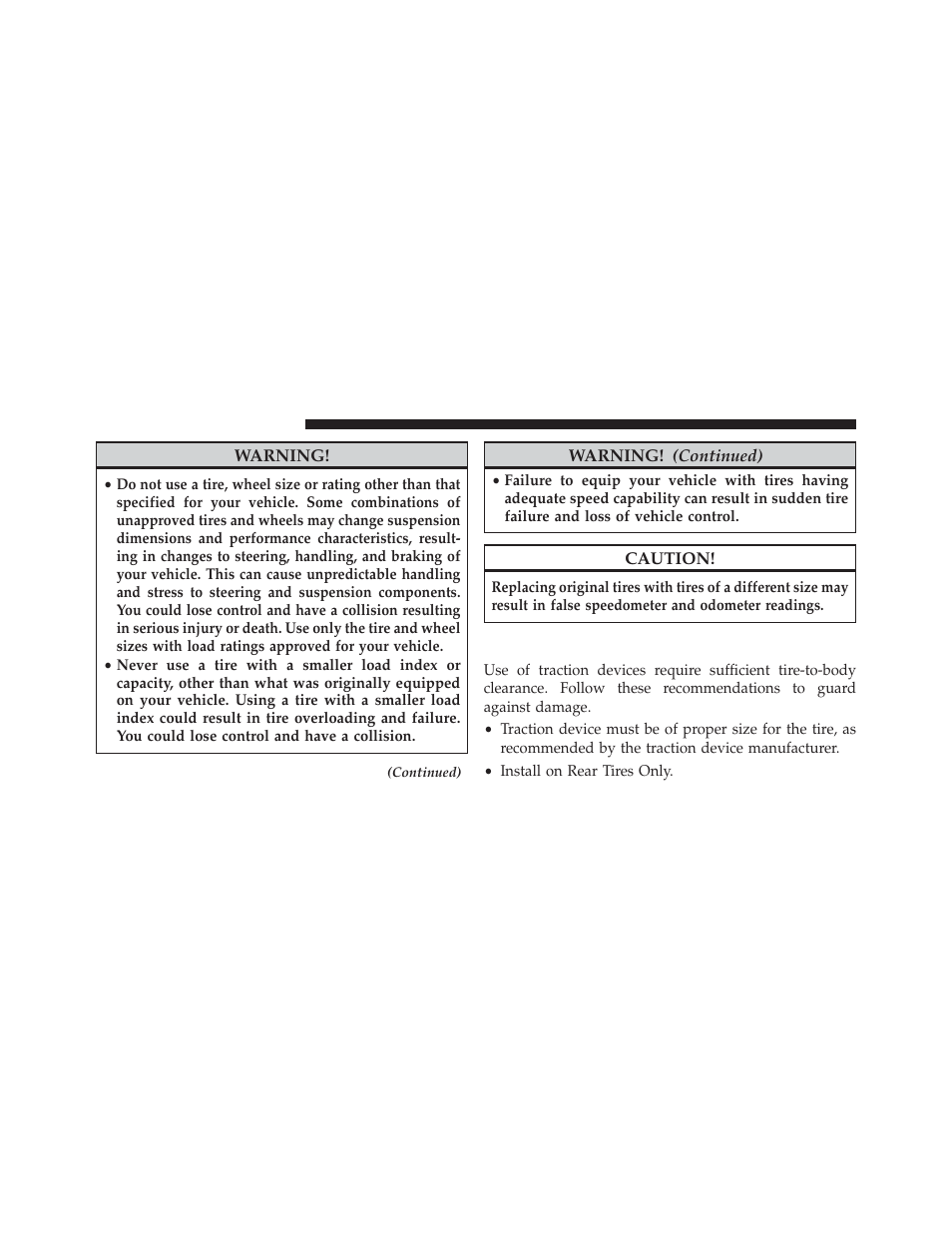 Tire chains (traction devices) | Jeep 2013 Wrangler User Manual | Page 494 / 655