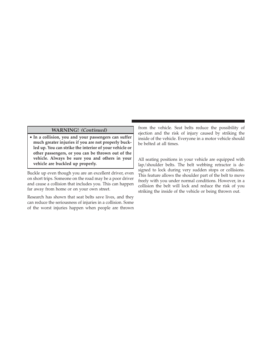 Lap/shoulder belts | Jeep 2013 Wrangler User Manual | Page 50 / 655