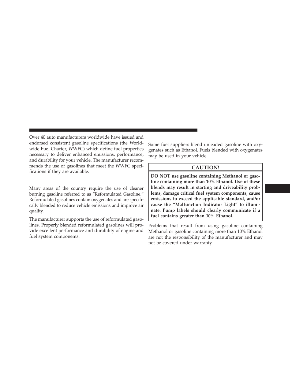 Reformulated gasoline, Gasoline/oxygenate blends | Jeep 2013 Wrangler User Manual | Page 509 / 655