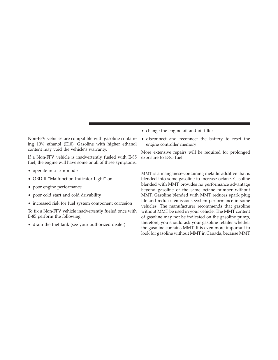 E-85 usage in non-flex fuel vehicles, Mmt in gasoline | Jeep 2013 Wrangler User Manual | Page 510 / 655