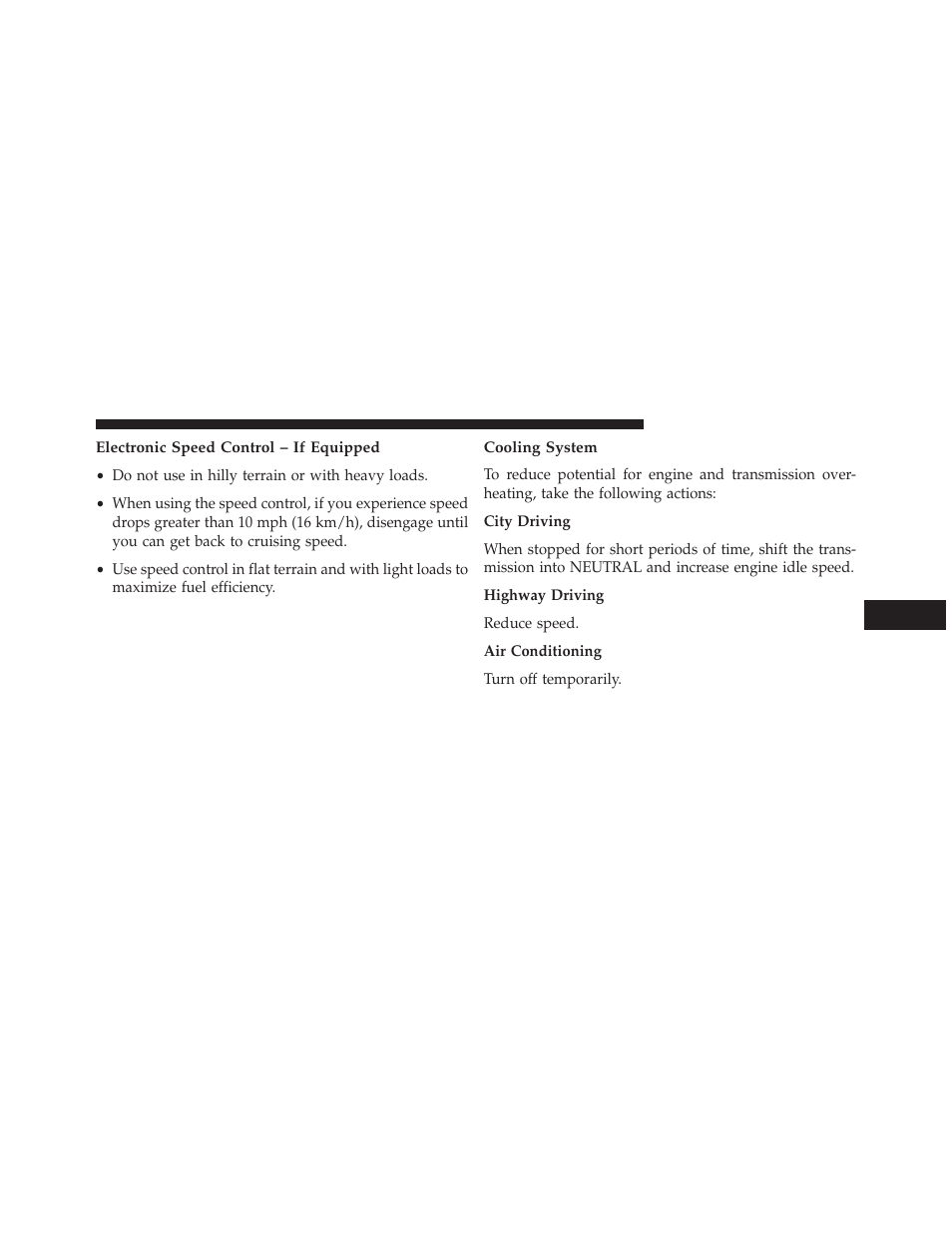 Electronic speed control – if equipped, Cooling system | Jeep 2013 Wrangler User Manual | Page 533 / 655