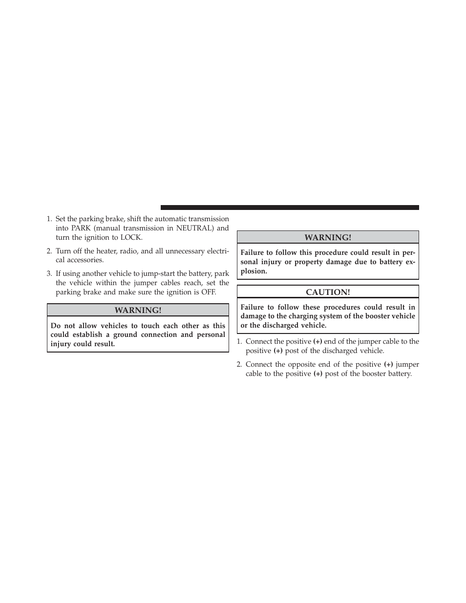 Jump-starting procedure | Jeep 2013 Wrangler User Manual | Page 552 / 655
