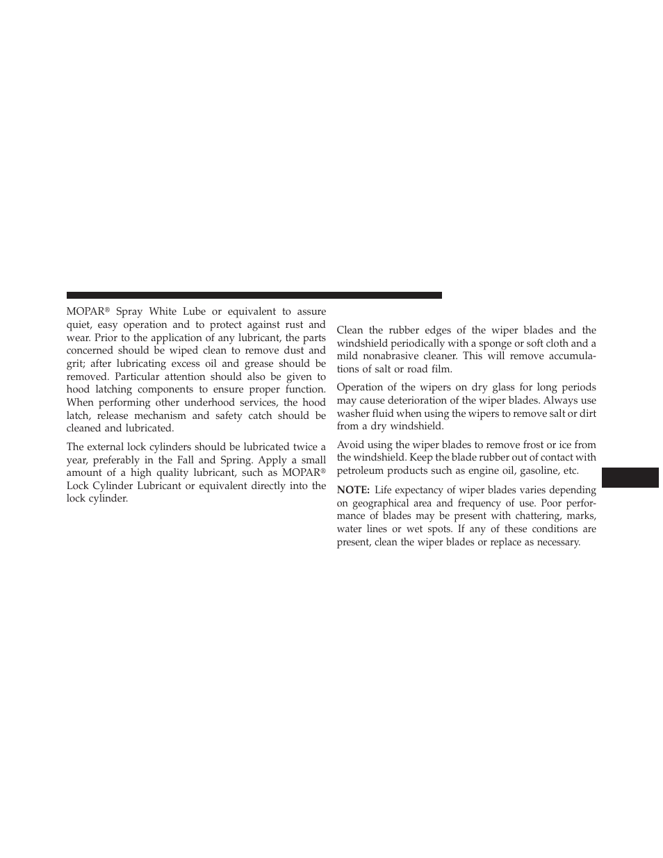 Windshield wiper blades | Jeep 2013 Wrangler User Manual | Page 575 / 655
