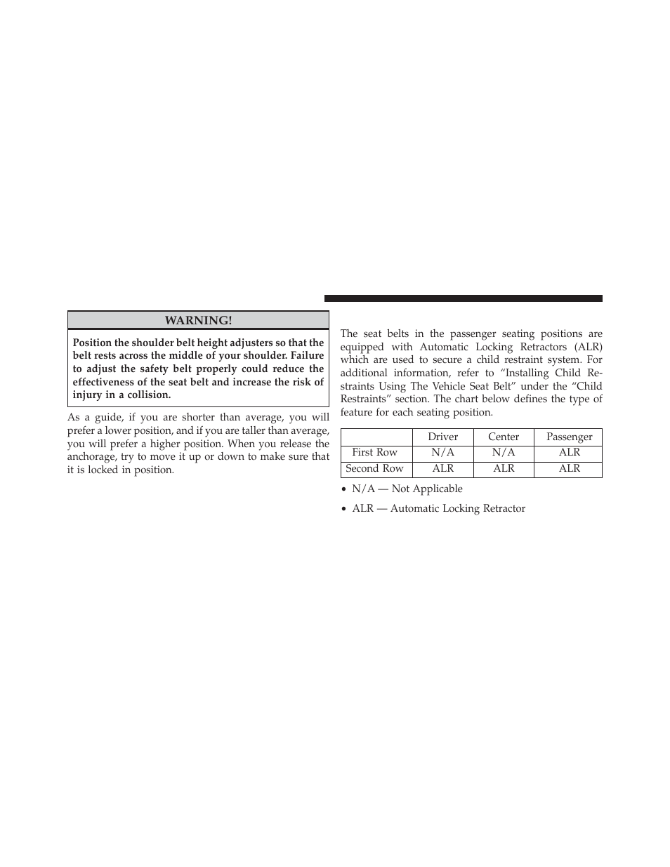 Seat belts in passenger seating positions | Jeep 2013 Wrangler User Manual | Page 58 / 655