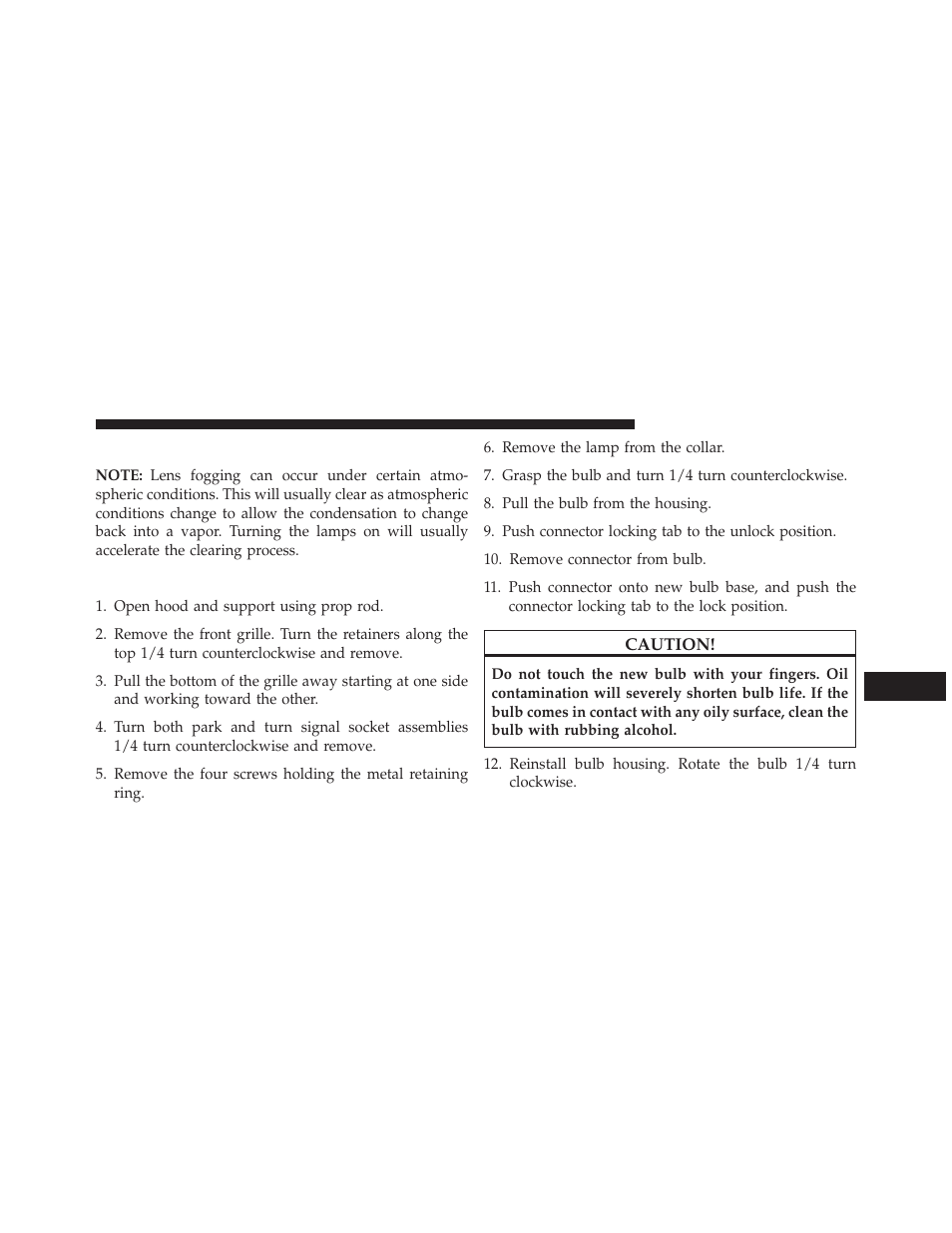 Bulb replacement, Headlamp | Jeep 2013 Wrangler User Manual | Page 609 / 655
