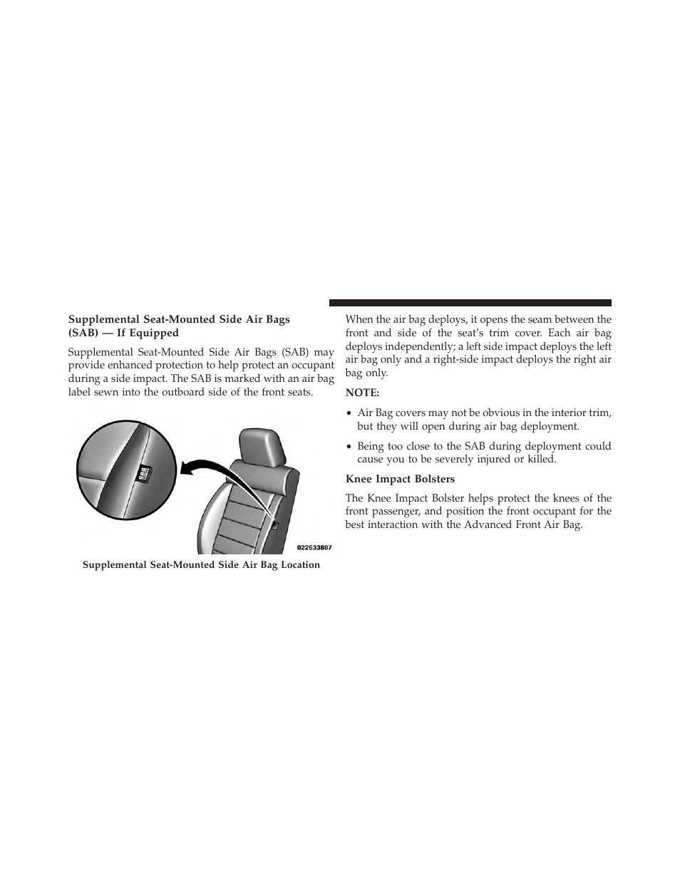 Knee impact bolsters | Jeep 2013 Wrangler User Manual | Page 68 / 655