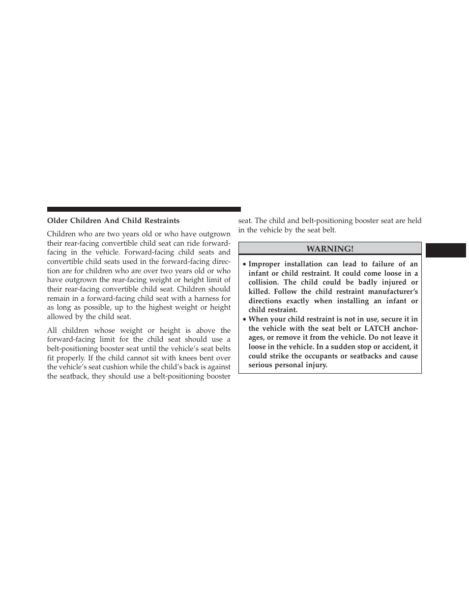Older children and child restraints | Jeep 2013 Wrangler User Manual | Page 81 / 655