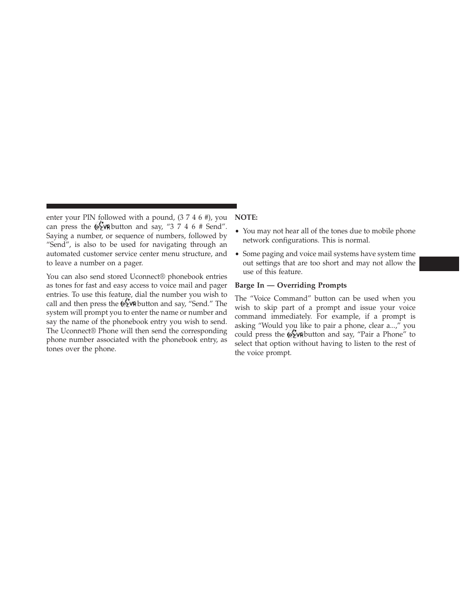 Barge in — overriding prompts | Jeep 2013 Grand Cherokee User Manual | Page 153 / 704