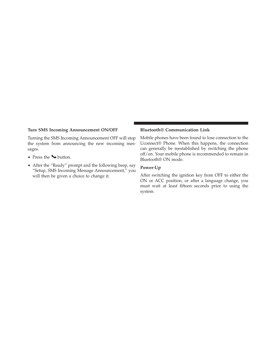 Bluetooth® communication link, Power-up | Jeep 2013 Grand Cherokee User Manual | Page 162 / 704