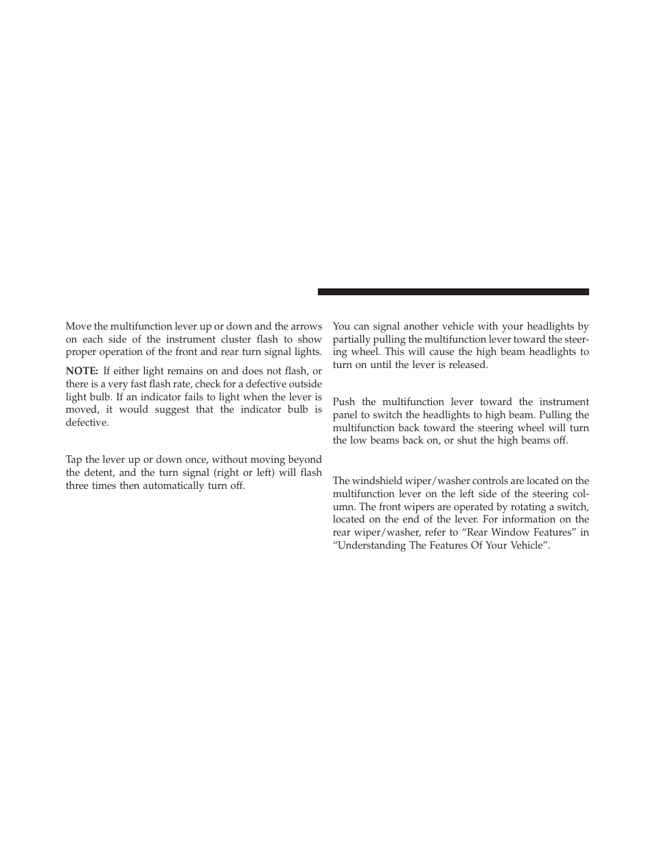 Turn signals, Lane change assist, Flash-to-pass | High/low beam switch, Windshield wipers and washers | Jeep 2013 Grand Cherokee User Manual | Page 208 / 704