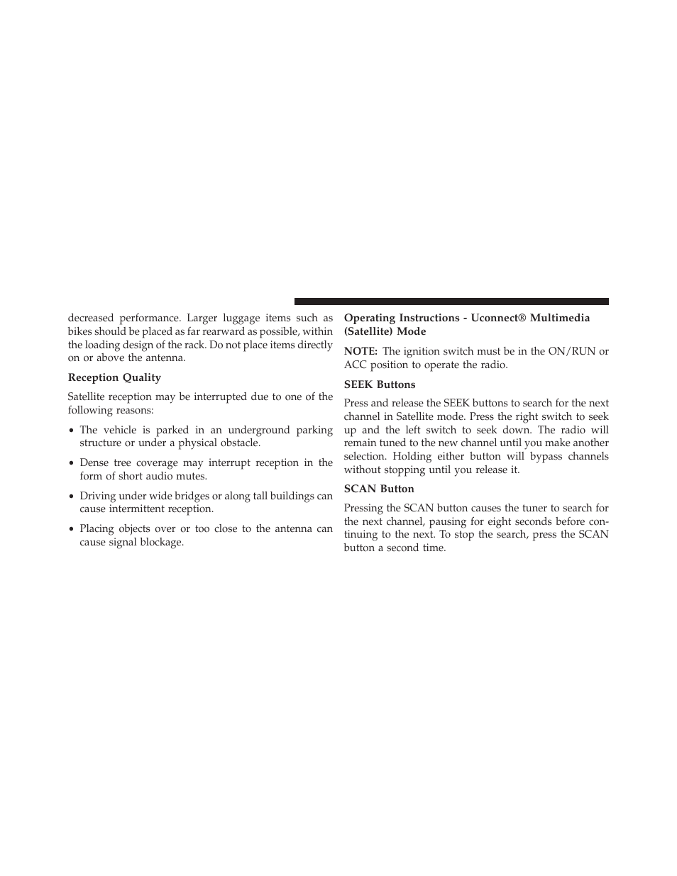 Reception quality, Seek buttons, Scan button | Jeep 2013 Grand Cherokee User Manual | Page 372 / 704