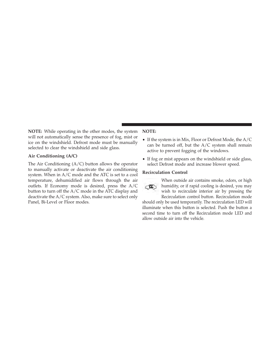Air conditioning (a/c), Recirculation control | Jeep 2013 Grand Cherokee User Manual | Page 430 / 704