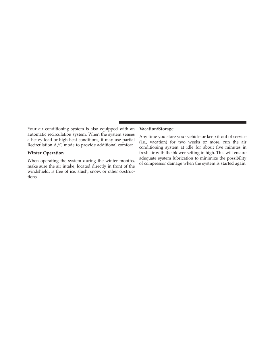 Winter operation, Vacation/storage | Jeep 2013 Grand Cherokee User Manual | Page 432 / 704