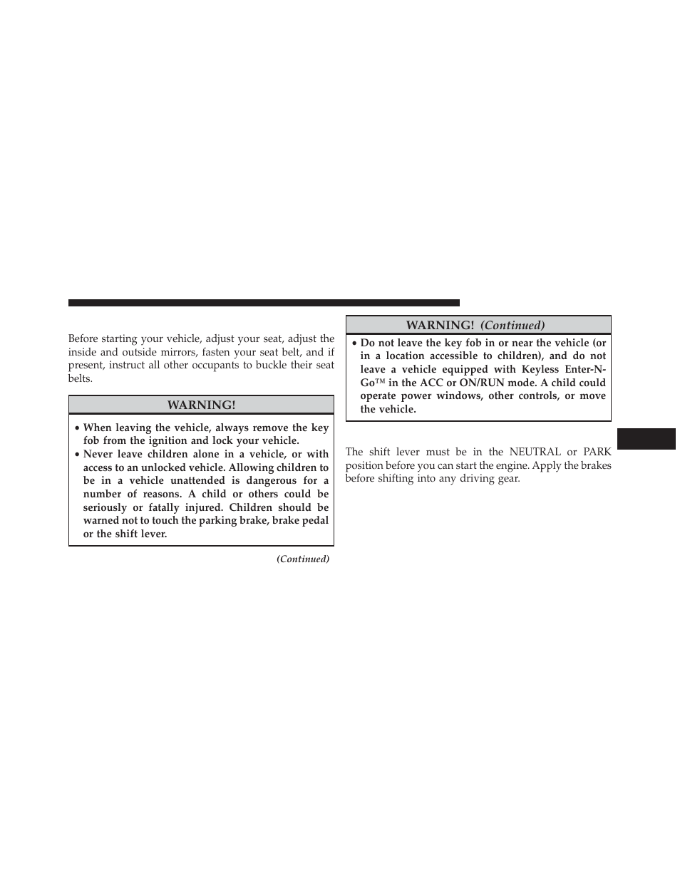 Starting procedures, Automatic transmission | Jeep 2013 Grand Cherokee User Manual | Page 441 / 704