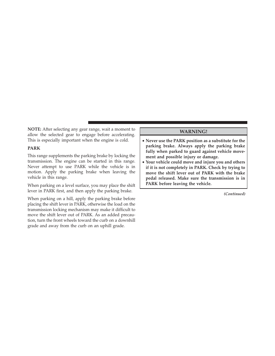Park | Jeep 2013 Grand Cherokee User Manual | Page 460 / 704