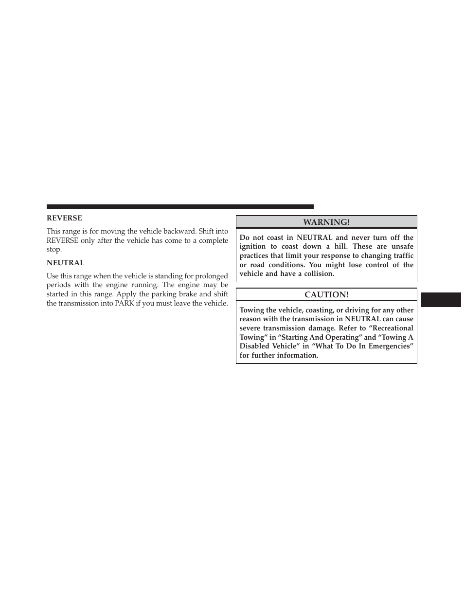 Reverse, Neutral | Jeep 2013 Grand Cherokee User Manual | Page 463 / 704