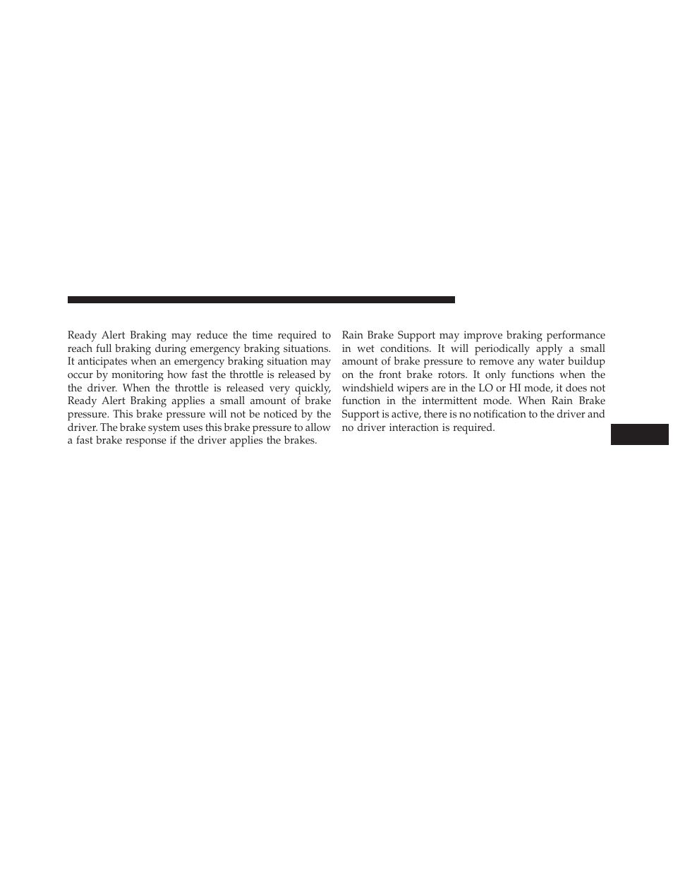 Ready alert braking – if equipped, Rain brake support – if equipped | Jeep 2013 Grand Cherokee User Manual | Page 505 / 704